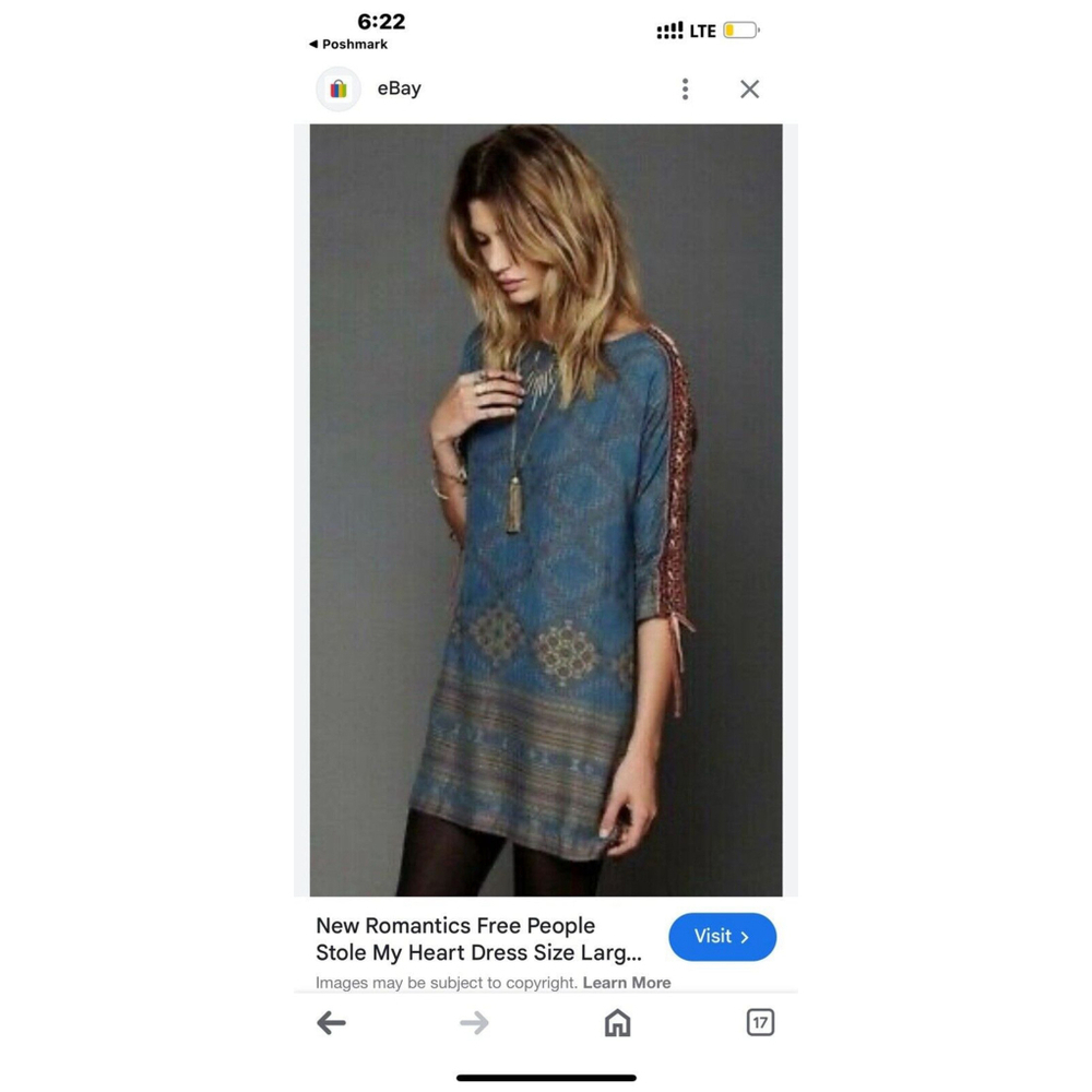 New Romantics Free People NWT Stole My Heart Dress Size XS Shift 3/4 Sle…